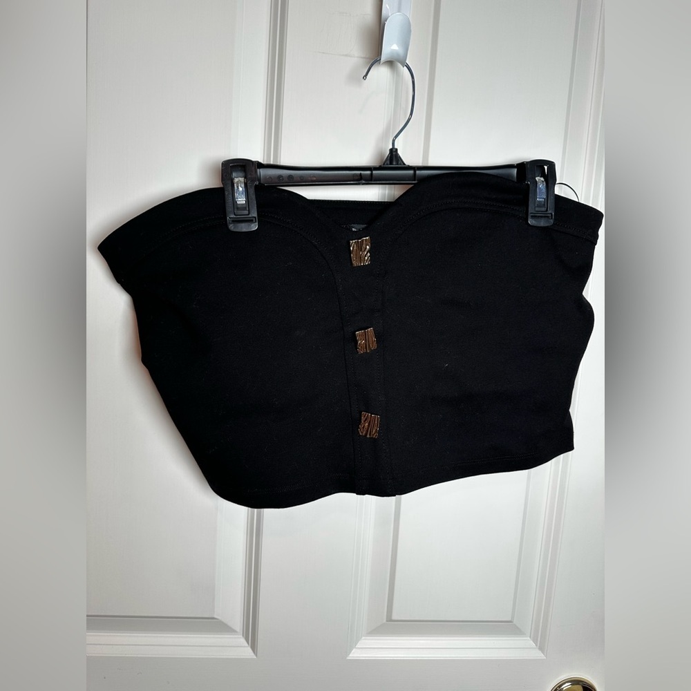 River Island Black Crop Top with silver Accents